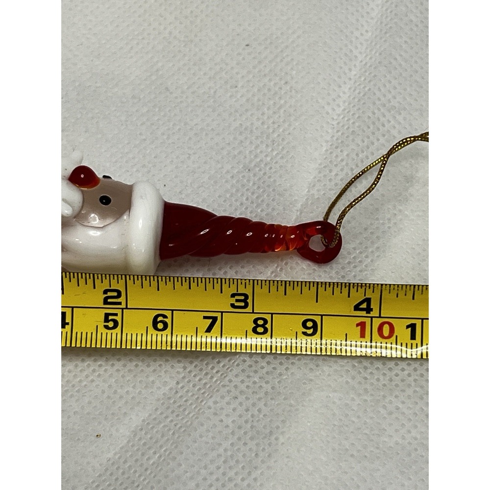 Art Glass Santa Christmas Ornament Red White Swirl Hand Blown Holiday Kitsch Vtg - Picture 9 of 9